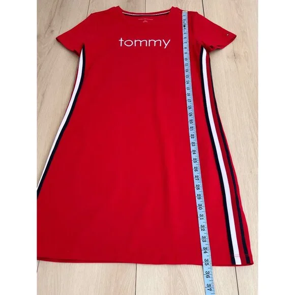 Tommy Hilfiger Tommy Embroidered Logo Red T-Shirt Dress Small / Sporty Spice - Picture 9 of 14